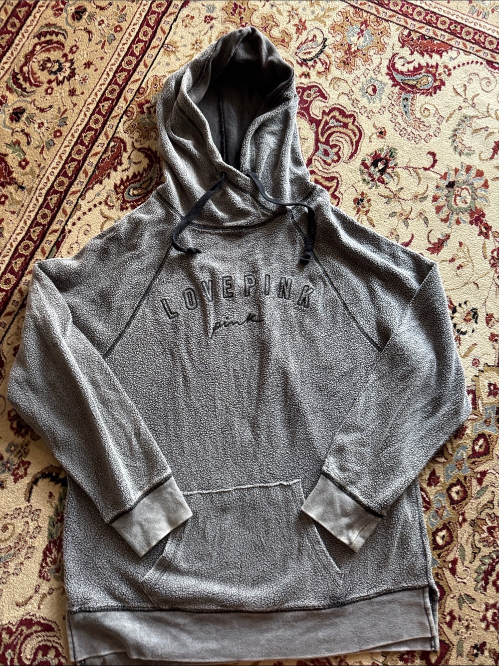 PINK Victoria's Secret Gray Sherpa Hooded Pullover